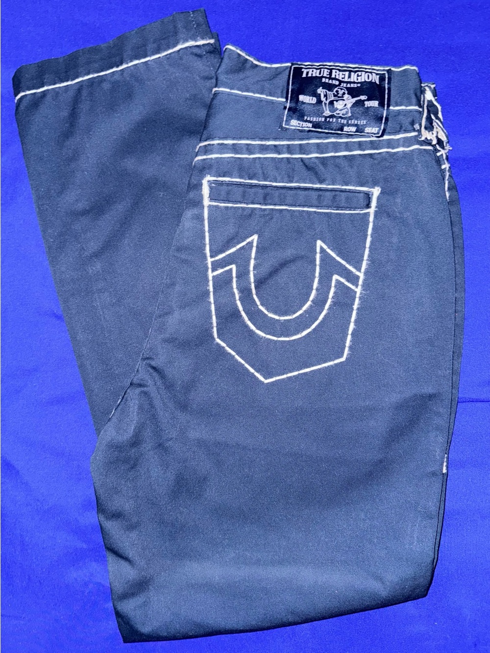 Men’s True Religion Navy Blue Bobby Relaxed Baggy Pants Size 30